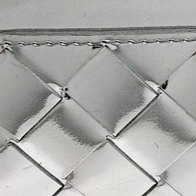 Pre Owned Bottega Veneta Silver Patent Card Holder