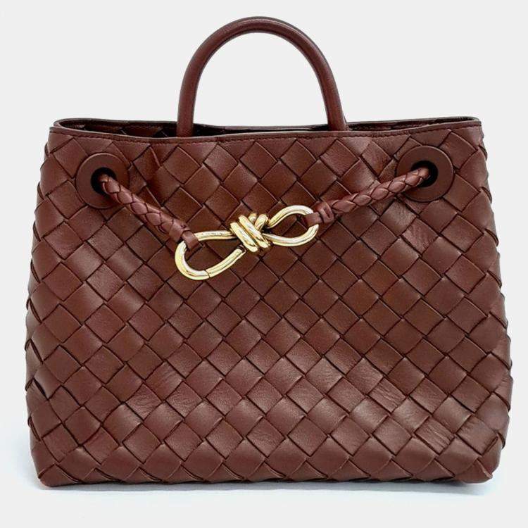 Pre Owned Bottega Veneta Brown Leather Andiamo Small