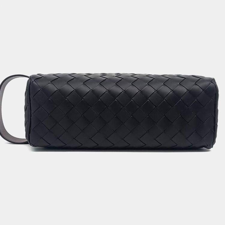Pre Owned Bottega Veneta Black Leather Travel Pouch