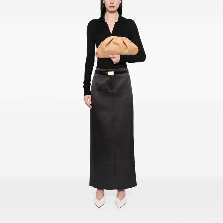 Pre Owned Bottega Veneta Beige Lambskin The Pouch