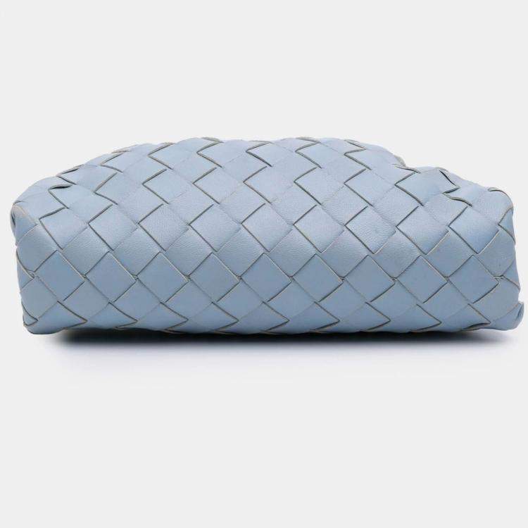 Pre Owned Bottega Veneta Blue Nappa Intrecciato The Mini Pouch Crossbody