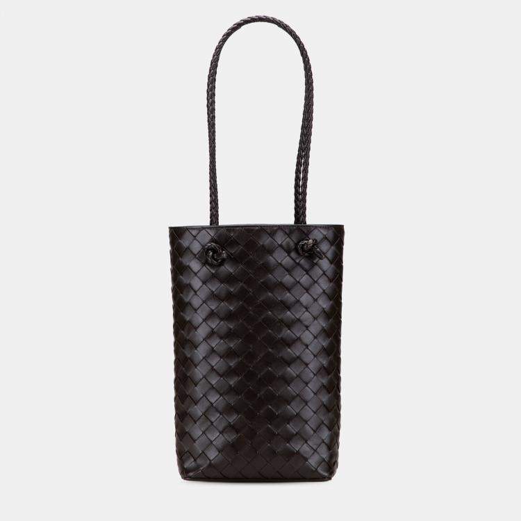 Pre Owned Bottega Veneta Brown Mini Nappa Intrecciato Tote