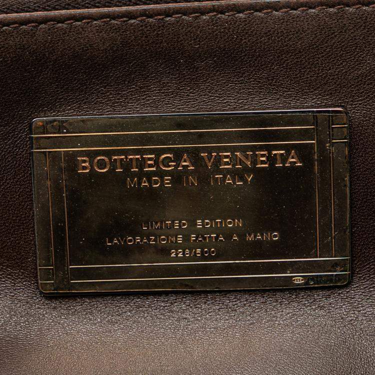 Pre Owned Bottega Veneta Brown Medium Lambskin Intreccio Cabat Tote