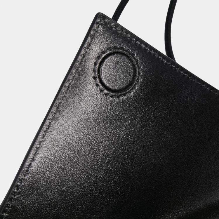 Pre Owned Bottega Veneta Black Calfskin Intrecciato Solstice Phone Pouch