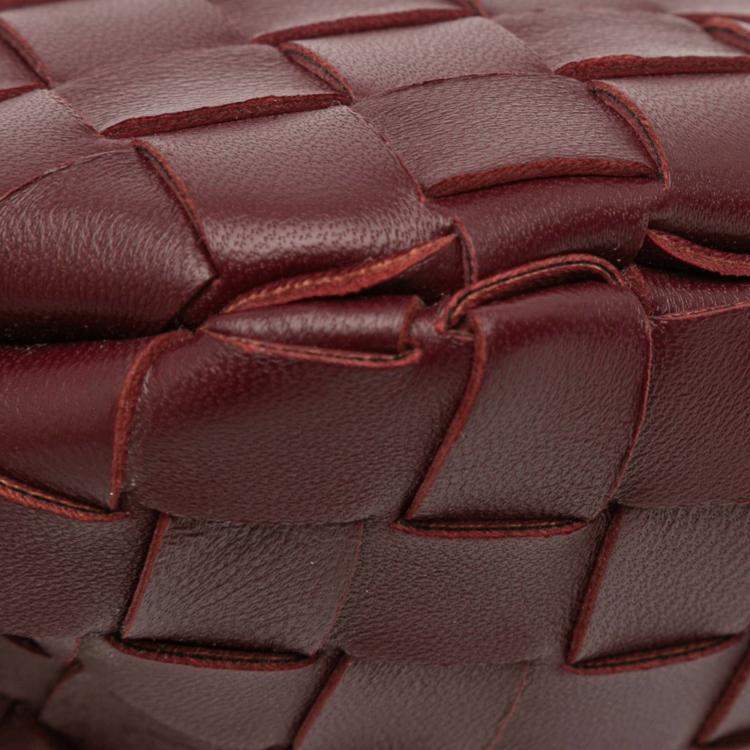 Pre Owned Bottega Veneta Red Baby Lambskin Intrecciato Sardine