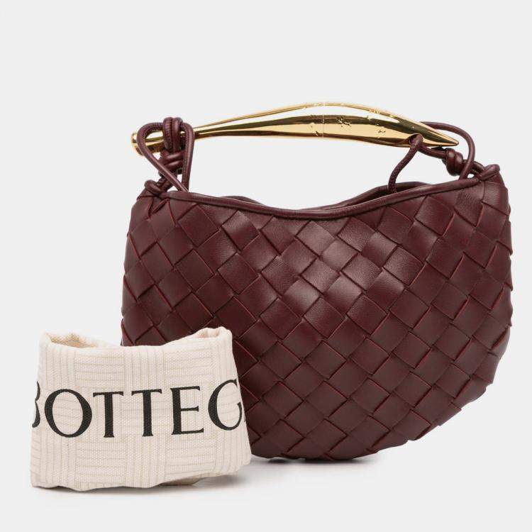 Pre Owned Bottega Veneta Red Baby Lambskin Intrecciato Sardine