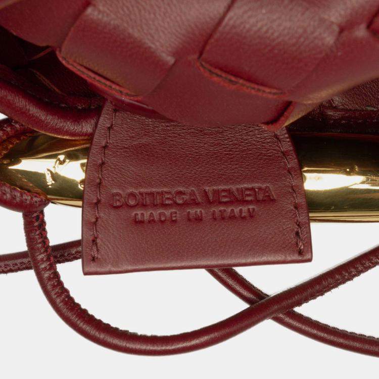 Pre Owned Bottega Veneta Red Baby Lambskin Intrecciato Sardine