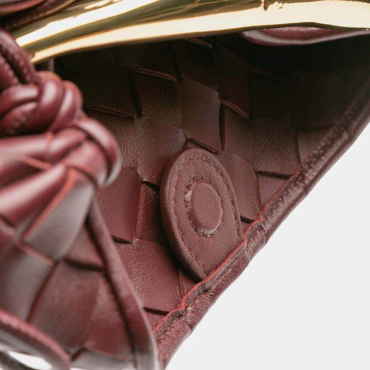 Pre Owned Bottega Veneta Red Baby Lambskin Intrecciato Sardine