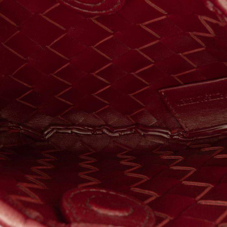 Pre Owned Bottega Veneta Red Baby Lambskin Intrecciato Sardine