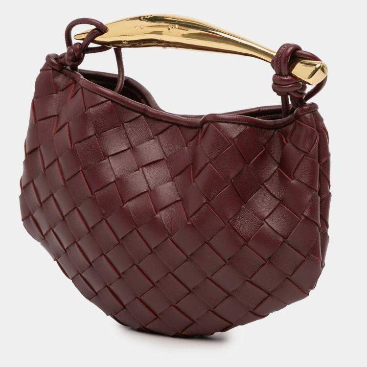 Pre Owned Bottega Veneta Red Baby Lambskin Intrecciato Sardine