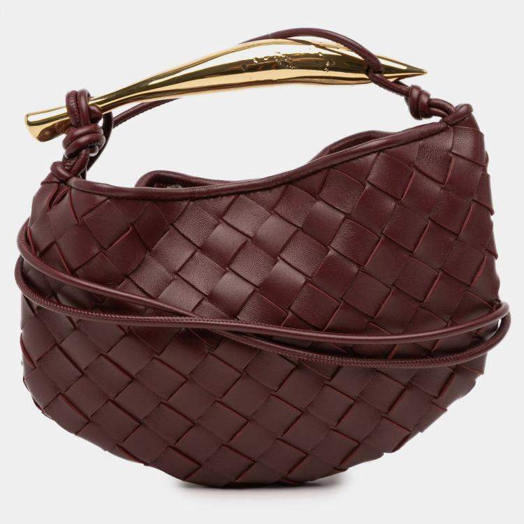 Pre Owned Bottega Veneta Red Baby Lambskin Intrecciato Sardine