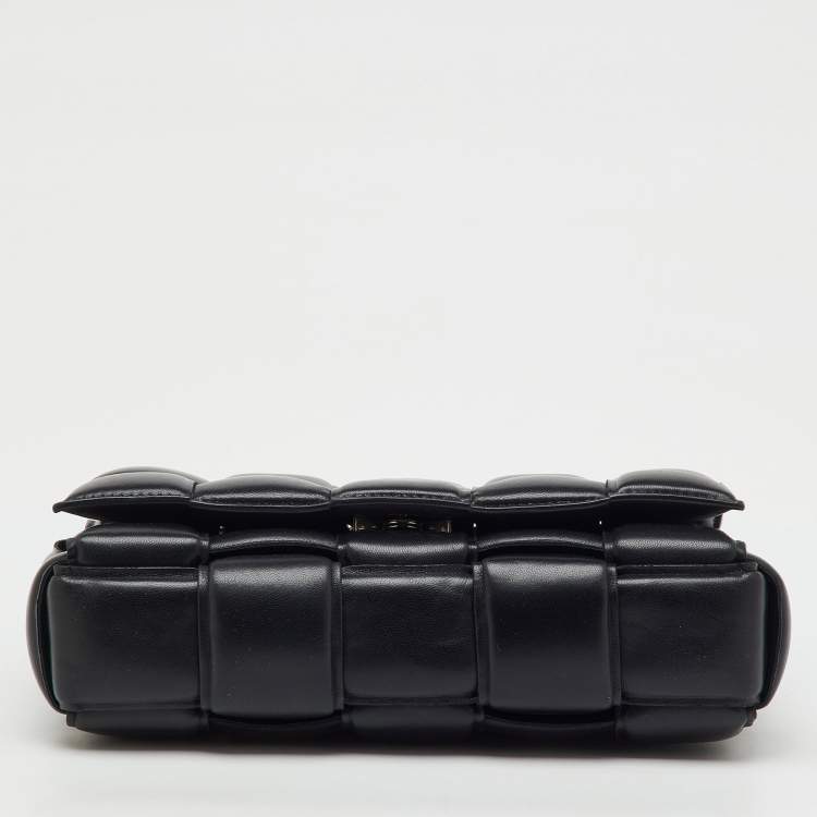 Pre Owned Bottega Veneta Black Leather Padded Cassette Chain Shoulder Bag