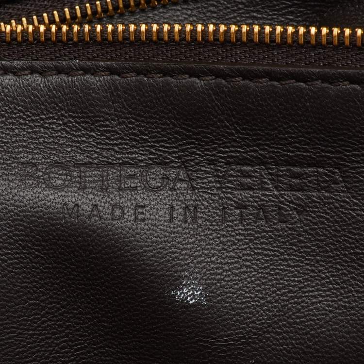 Pre Owned Bottega Veneta Dark Brown Intrecciato Leather Medium Bauletto Bag