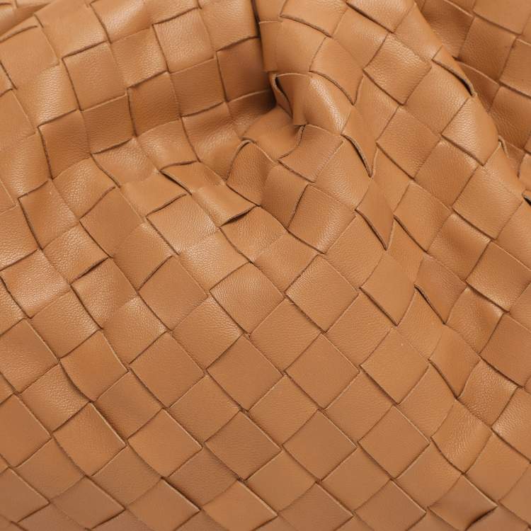 Pre Owned Bottega Veneta Brown Intrecciato Leather Large Pouch Clutch