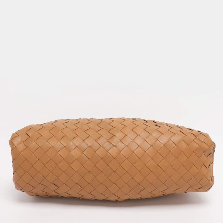 Pre Owned Bottega Veneta Brown Intrecciato Leather Large Pouch Clutch