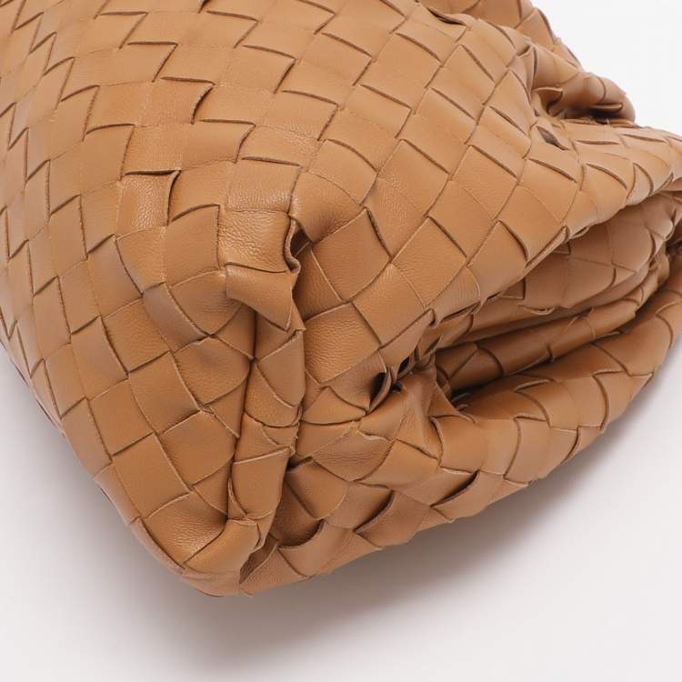 Pre Owned Bottega Veneta Brown Intrecciato Leather Large Pouch Clutch