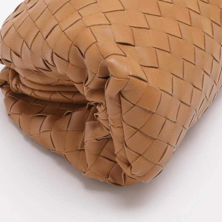 Pre Owned Bottega Veneta Brown Intrecciato Leather Large Pouch Clutch