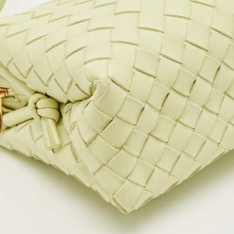 Pre Owned Bottega Veneta Light Green Intrecciato Leather Small Loop Camera Bag