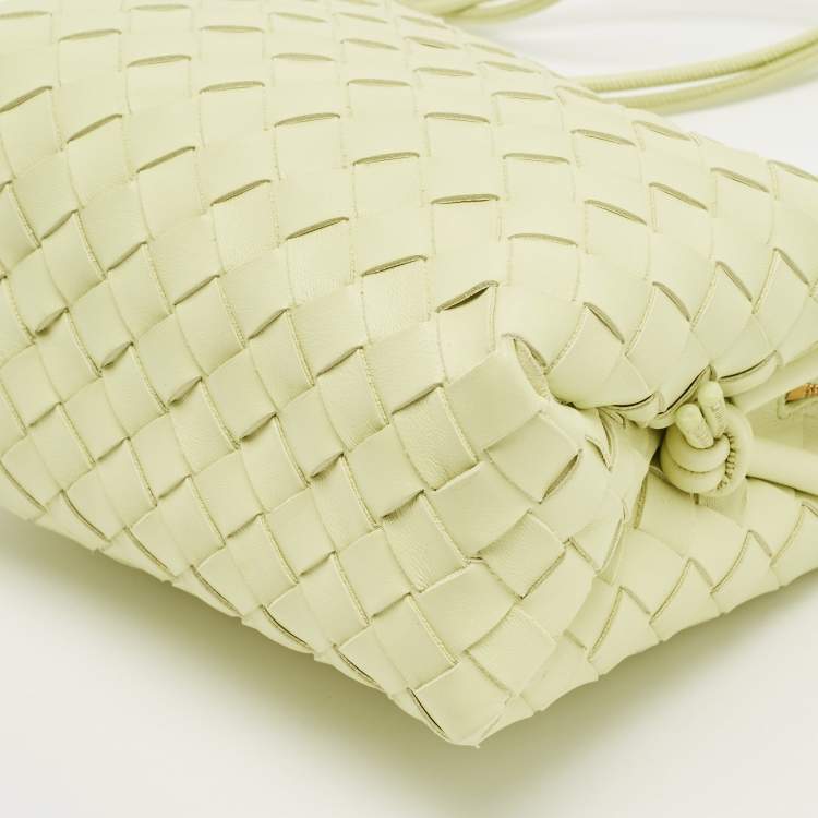 Pre Owned Bottega Veneta Light Green Intrecciato Leather Small Loop Camera Bag