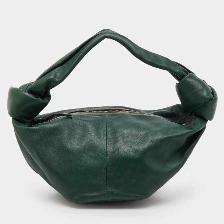 Pre Owned Bottega Veneta Dark Green Leather Double Knot Bag