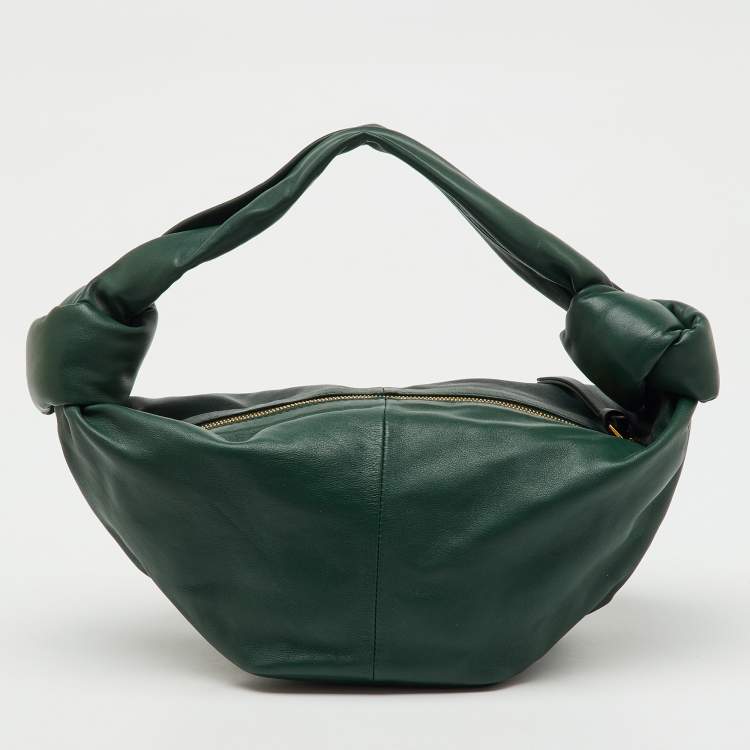 Pre Owned Bottega Veneta Dark Green Leather Double Knot Bag
