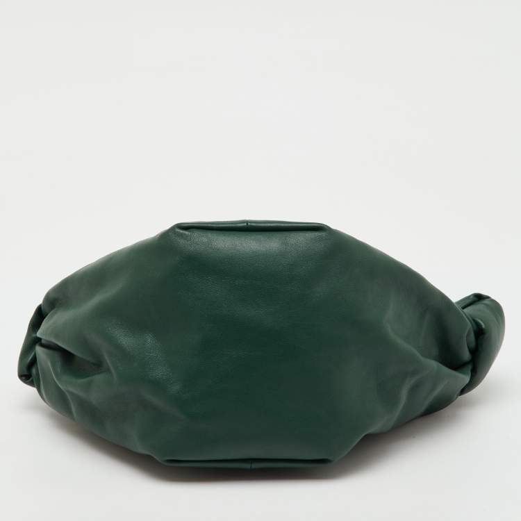 Pre Owned Bottega Veneta Dark Green Leather Double Knot Bag