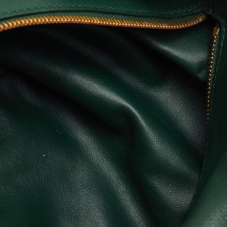 Pre Owned Bottega Veneta Dark Green Leather Double Knot Bag