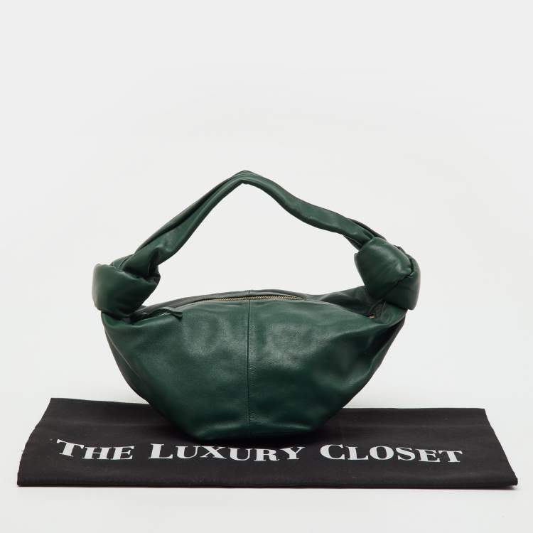 Pre Owned Bottega Veneta Dark Green Leather Double Knot Bag
