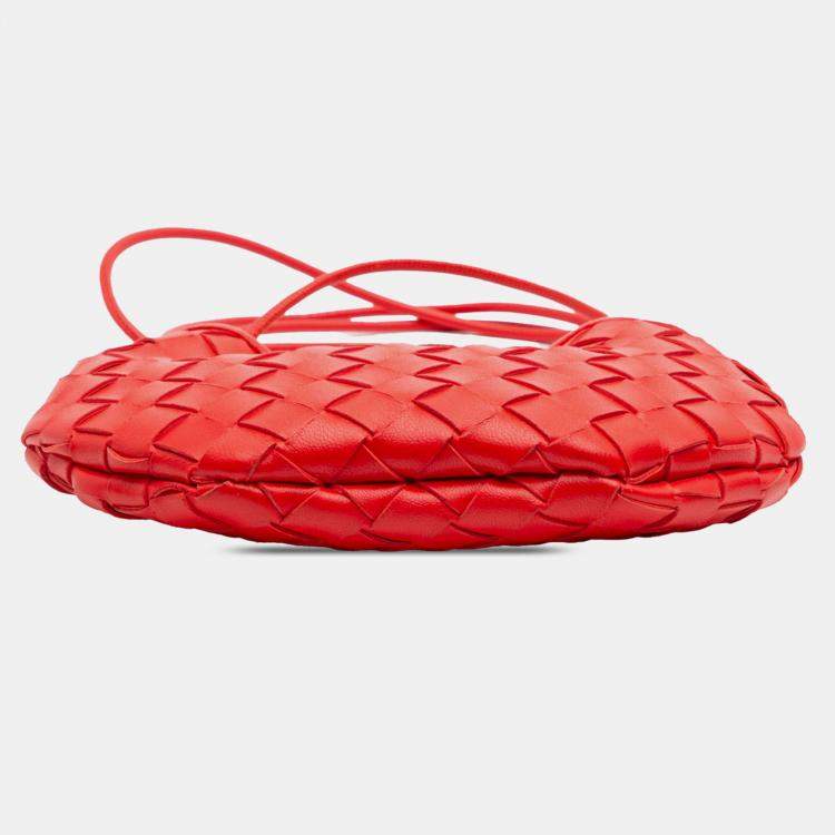 Pre Owned Bottega Veneta Red Baby Lambskin Intrecciato Sardine