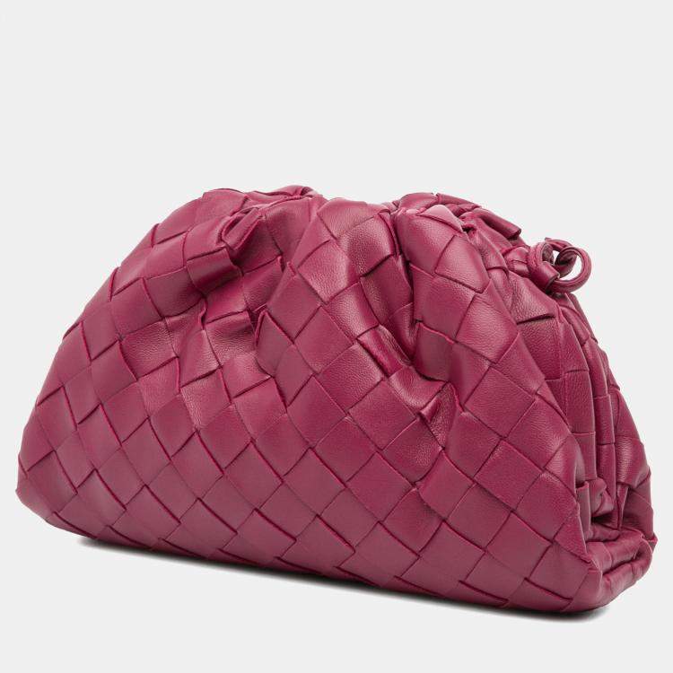 Pre Owned Bottega Veneta Pink Nappa Intrecciato The Mini Pouch Crossbody
