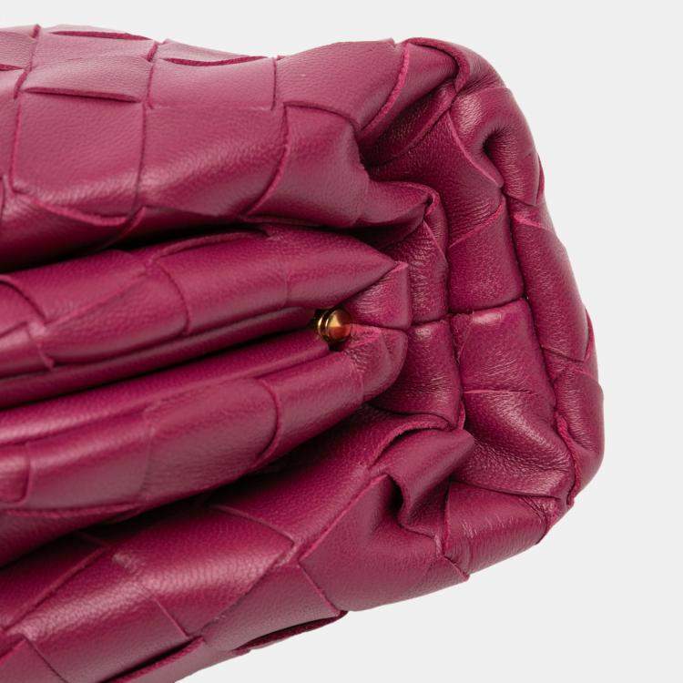 Pre Owned Bottega Veneta Pink Nappa Intrecciato The Mini Pouch Crossbody