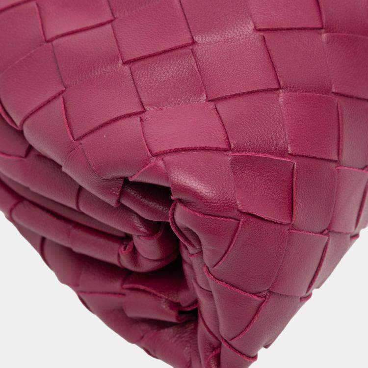 Pre Owned Bottega Veneta Pink Nappa Intrecciato The Mini Pouch Crossbody