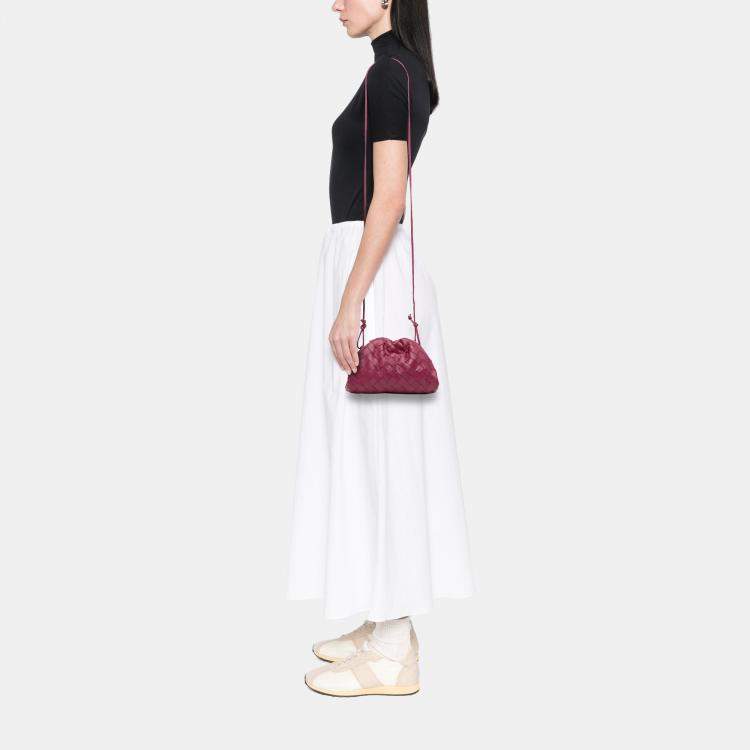 Pre Owned Bottega Veneta Pink Nappa Intrecciato The Mini Pouch Crossbody