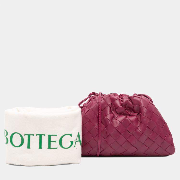 Pre Owned Bottega Veneta Pink Nappa Intrecciato The Mini Pouch Crossbody