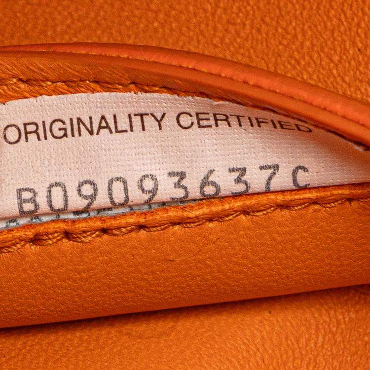 Pre Owned Bottega Veneta Orange Small Shearling Intrecciato Arco Tote