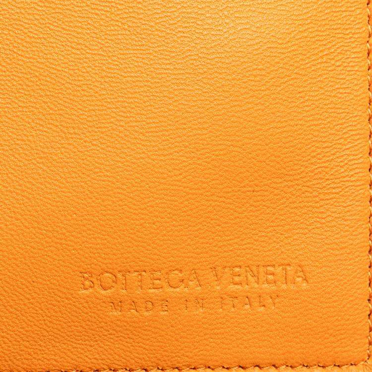 Pre Owned Bottega Veneta Orange Small Shearling Intrecciato Arco Tote