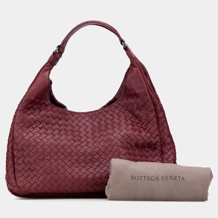 Pre Owned Bottega Veneta Red Small Nappa Intrecciato Campana Hobo
