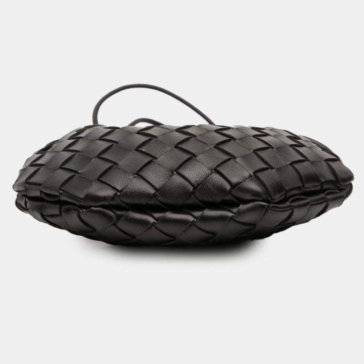 Pre Owned Bottega Veneta Black Baby Lambskin Intrecciato Sardine