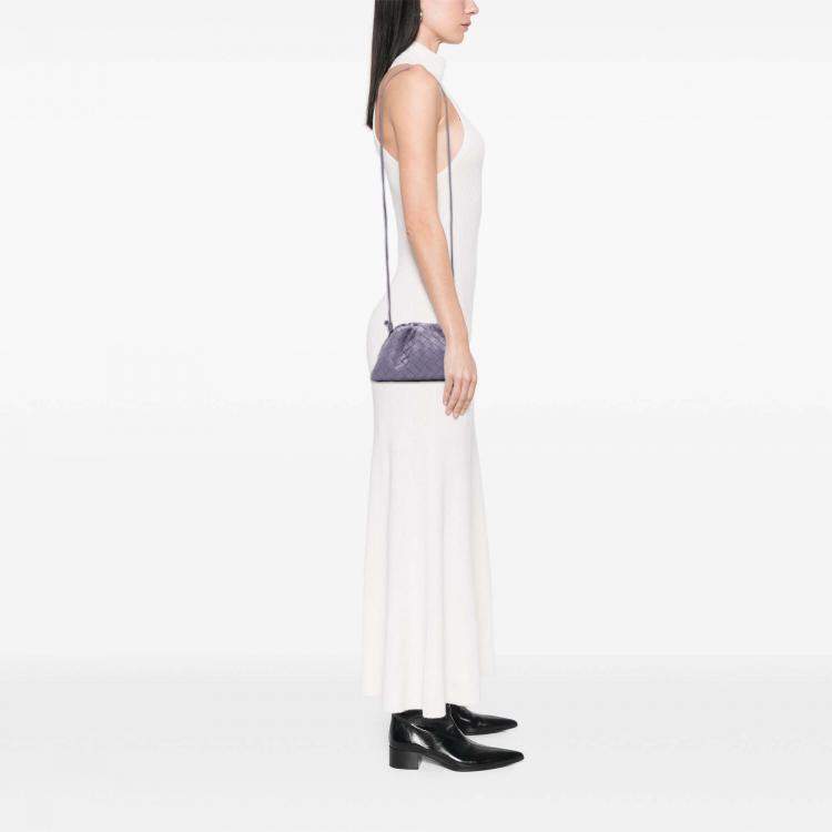 Pre Owned Bottega Veneta Purple Nappa Intrecciato The Mini Pouch Crossbody