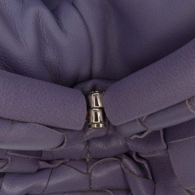 Pre Owned Bottega Veneta Purple Nappa Intrecciato The Mini Pouch Crossbody