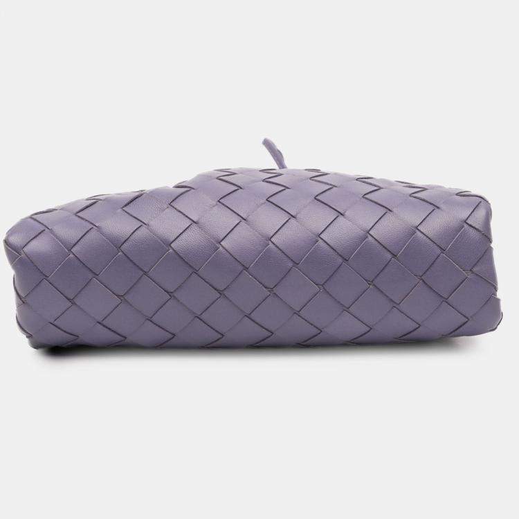 Pre Owned Bottega Veneta Purple Nappa Intrecciato The Mini Pouch Crossbody