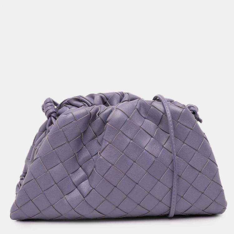 Pre Owned Bottega Veneta Purple Nappa Intrecciato The Mini Pouch Crossbody