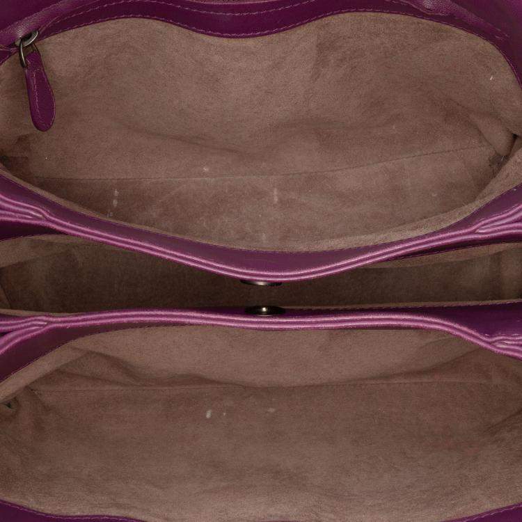 Pre Owned Bottega Veneta Purple Small Nappa Intrecciato Roma Satchel