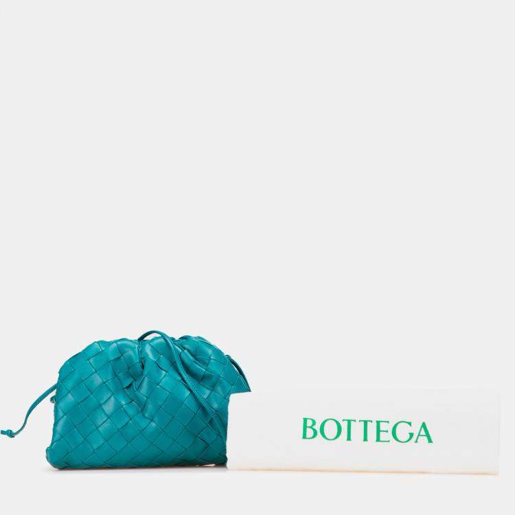 Pre Owned Bottega Veneta Blue Nappa Intrecciato The Mini Pouch