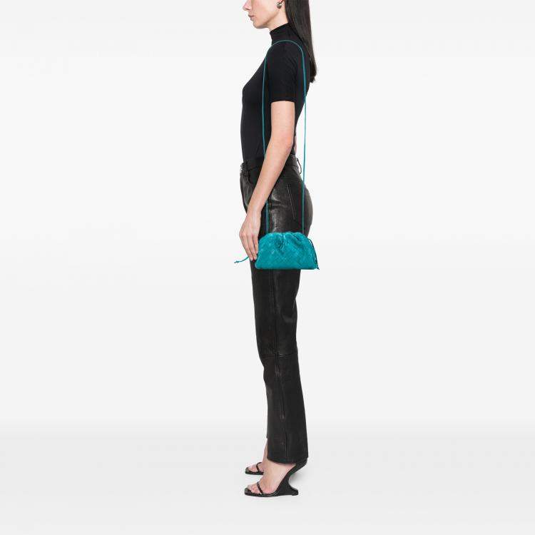 Pre Owned Bottega Veneta Blue Nappa Intrecciato The Mini Pouch