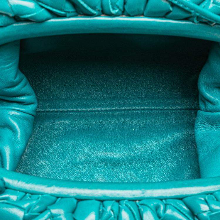 Pre Owned Bottega Veneta Blue Nappa Intrecciato The Mini Pouch