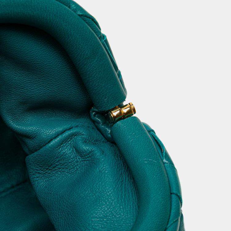 Pre Owned Bottega Veneta Blue Nappa Intrecciato The Mini Pouch