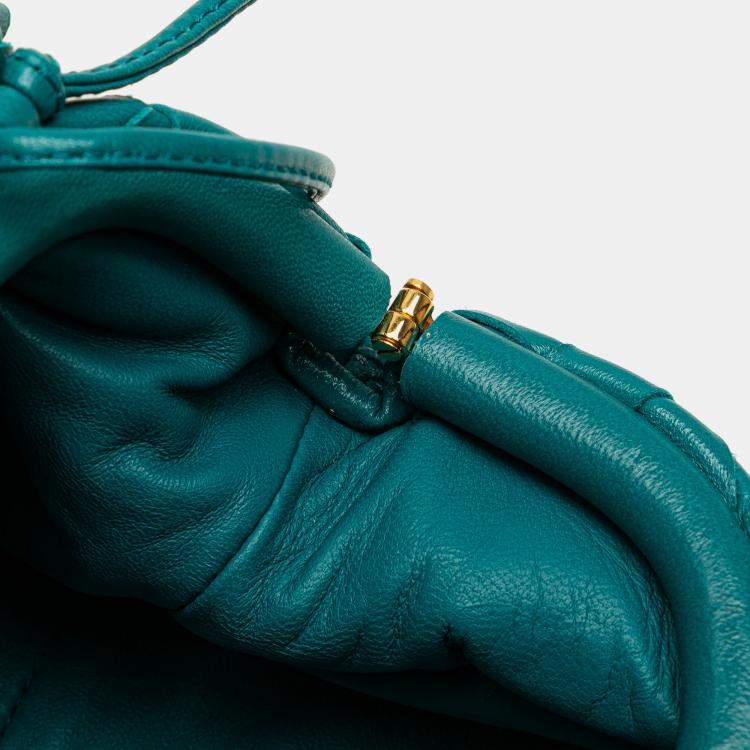 Pre Owned Bottega Veneta Blue Nappa Intrecciato The Mini Pouch