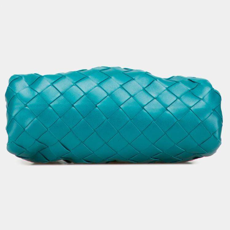Pre Owned Bottega Veneta Blue Nappa Intrecciato The Mini Pouch