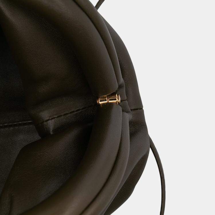 Pre Owned Bottega Veneta Brown Lambskin The Mini Pouch Crossbody